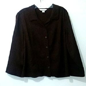 Christopher & Banks brown 3/4 sleeve button down shirt